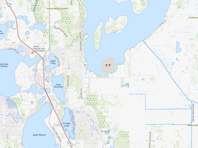 Radar-estimated hail-size map of the storm over Lake Placid, FL