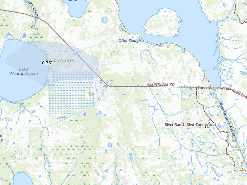 NEXRAD radar-signature map of the hail storm over Lake Wales, FL on Mar 5, 2026