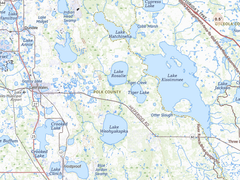 Radar-estimated hail-size map of the storm over Lake Wales, FL on Jun 29, 2026