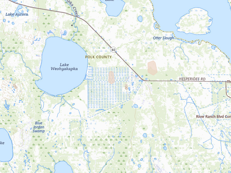 Radar-estimated hail-size map of the storm over Lake Wales, FL on Aug 26, 2026