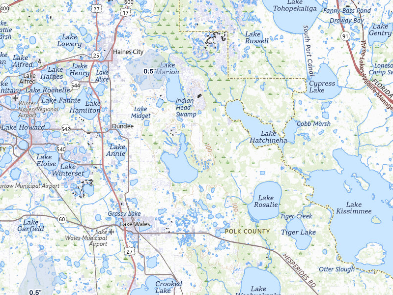 NEXRAD radar-signature map of the hail storm over Lake Wales, FL on Sep 4, 2026