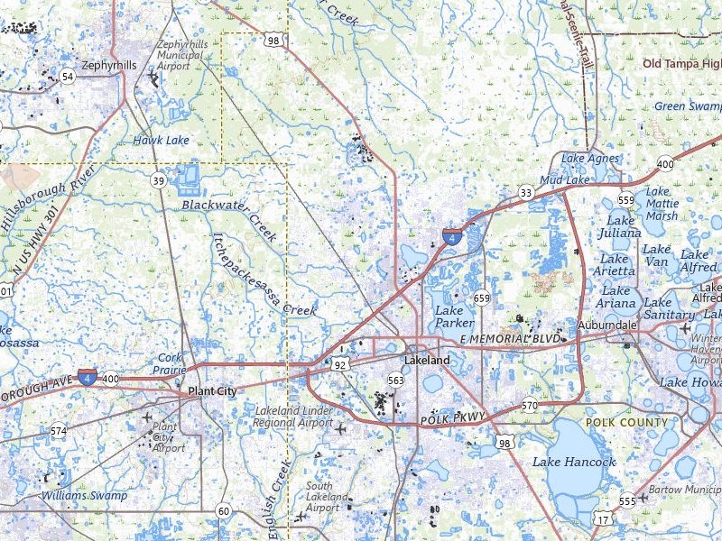Radar-estimated hail-size map of the storm over Lakeland, FL on Jun 27, 2026