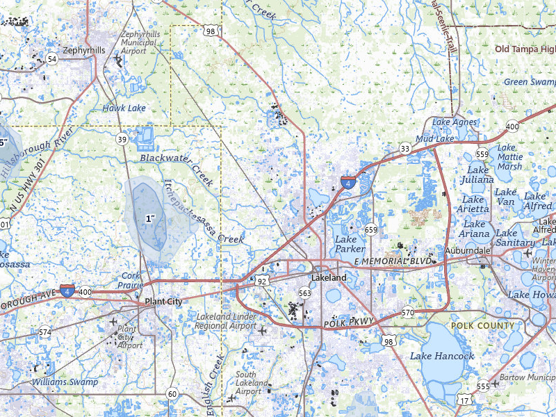 NEXRAD radar-signature map of the hail storm over Lakeland, FL on Jun 27, 2026