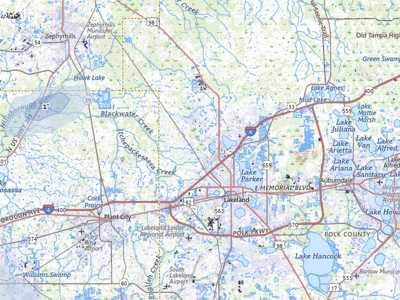 NEXRAD radar-signature map of the hail storm over Lakeland, FL on Jun 30, 2026
