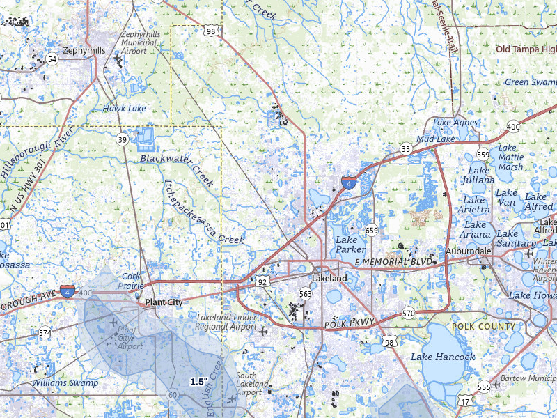NEXRAD radar-signature map of the hail storm over Lakeland, FL on Jul 8, 2026