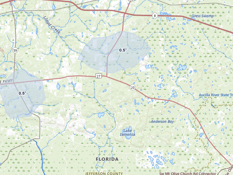 NEXRAD radar-signature map of the hail storm over Lamont, FL on Mar 16, 2026