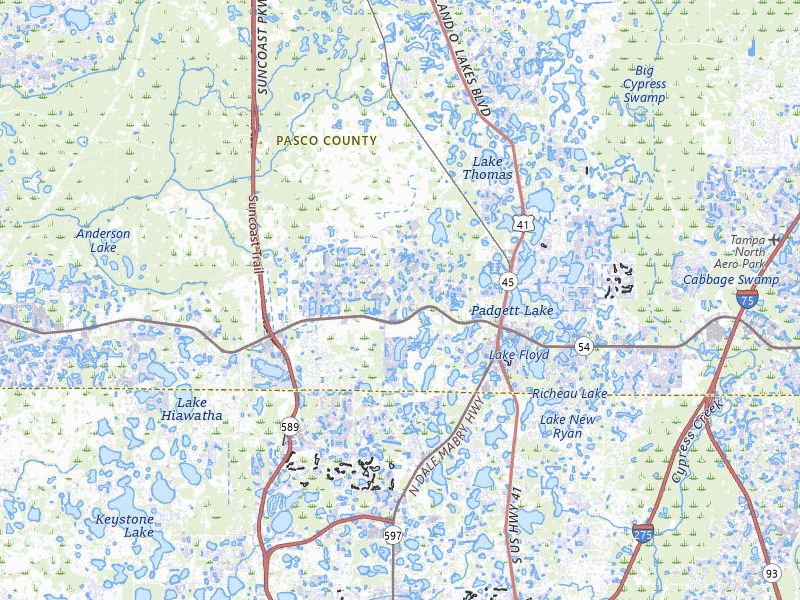 Radar-estimated hail-size map of the storm over Land O Lakes, FL on Mar 5, 2026