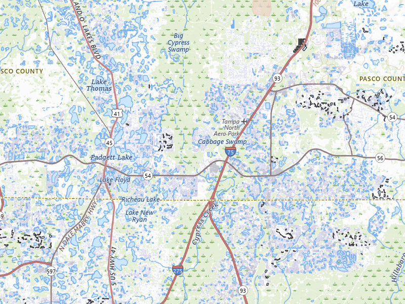 Radar-estimated hail-size map of the storm over Land O Lakes, FL on Mar 15, 2026