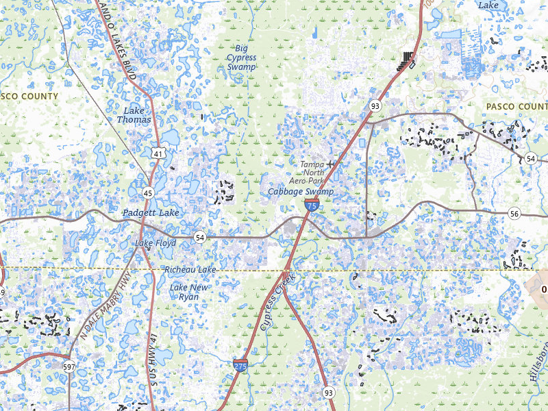 Radar-estimated hail-size map of the storm over Land O Lakes, FL on Jun 27, 2026