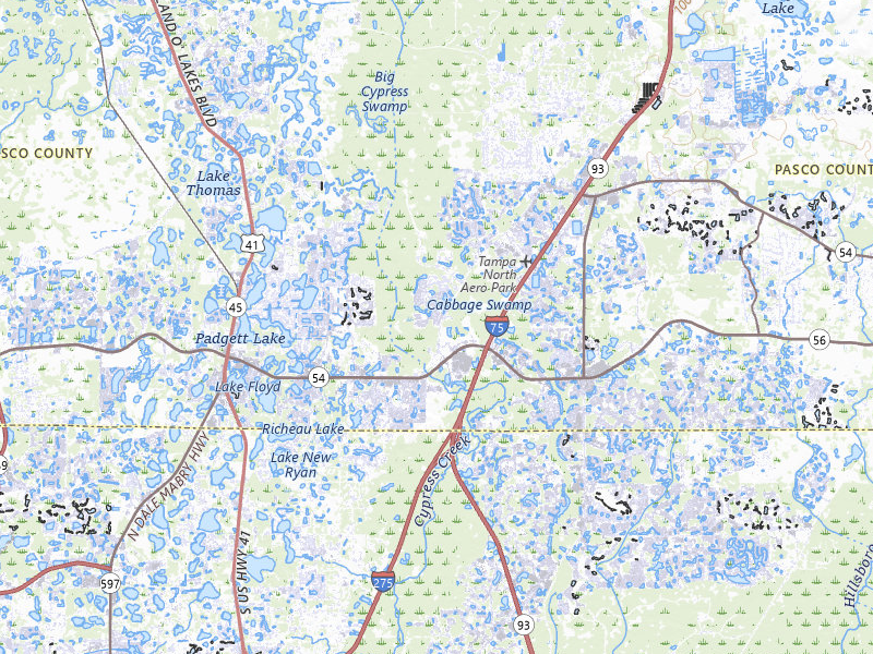 Radar-estimated hail-size map of the storm over Land O Lakes, FL on Jul 1, 2026