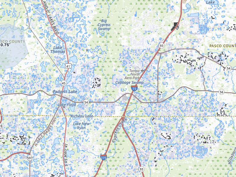NEXRAD radar-signature map of the hail storm over Land O Lakes, FL on Jul 25, 2026