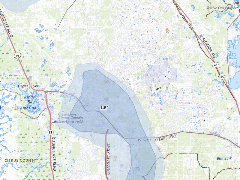NEXRAD radar-signature map of the hail storm over Lecanto, FL on May 17, 2026