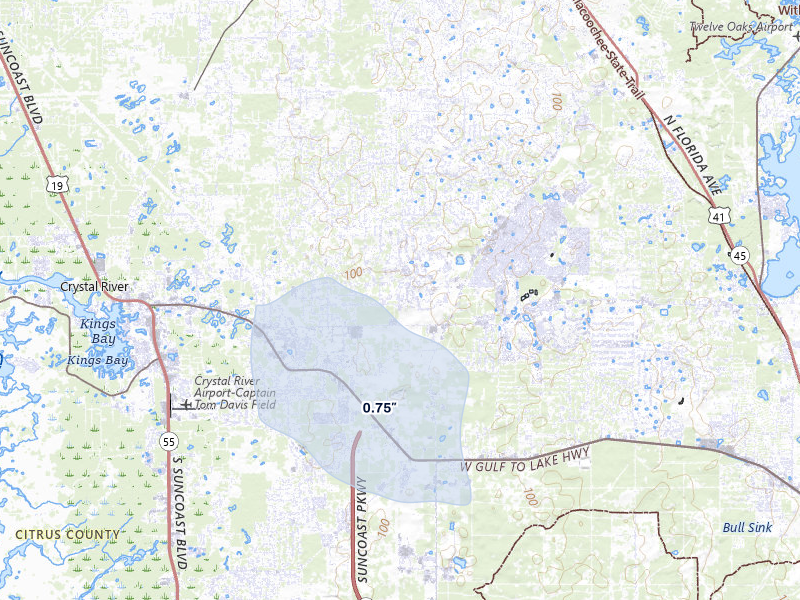 NEXRAD radar-signature map of the hail storm over Lecanto, FL on Jun 30, 2026