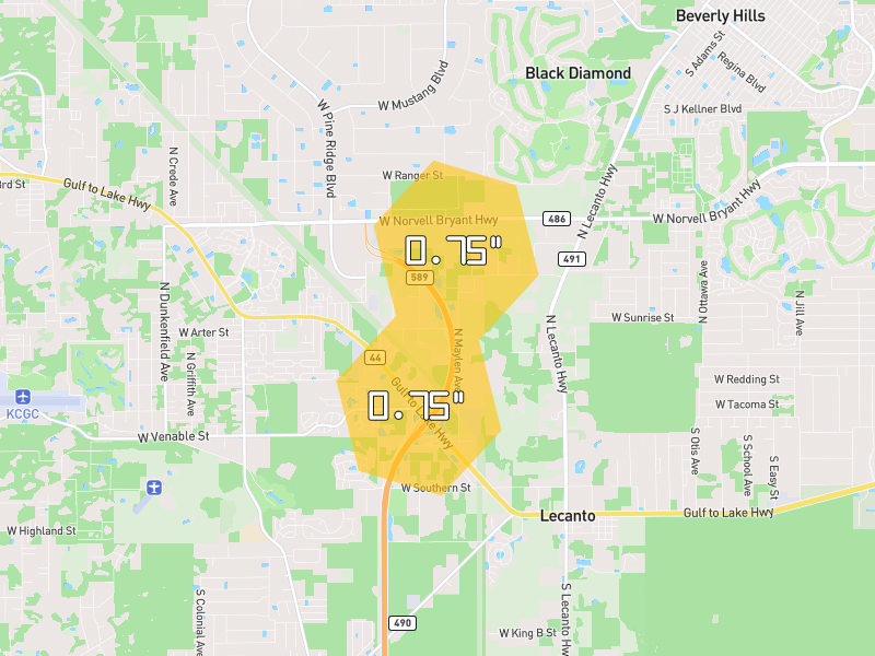 Hail map of Lecanto, FL on Jun 30, 2026, hail up to 0.75"