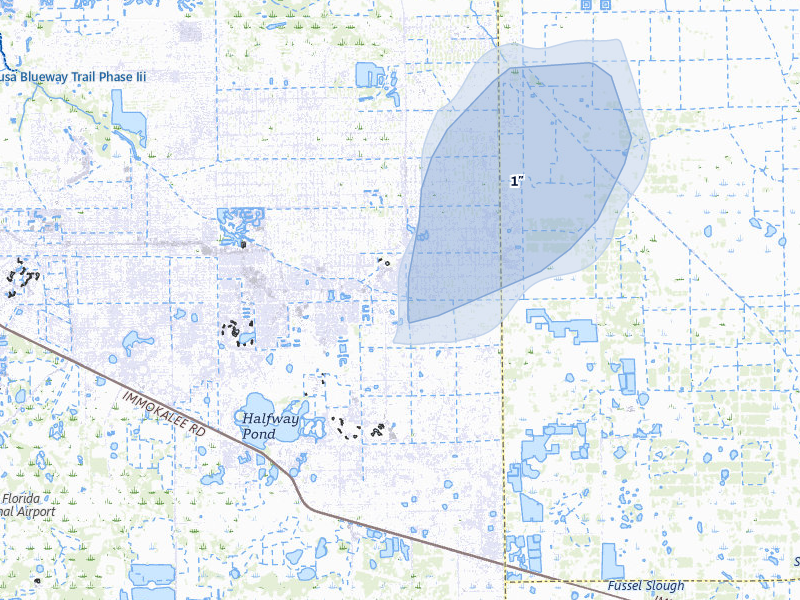 NEXRAD radar-signature map of the hail storm over Lehigh Acres, FL on Jun 29, 2026
