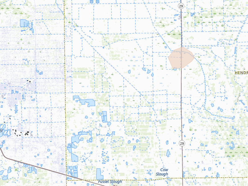 Radar-estimated hail-size map of the storm over Lehigh Acres, FL on Jul 10, 2026