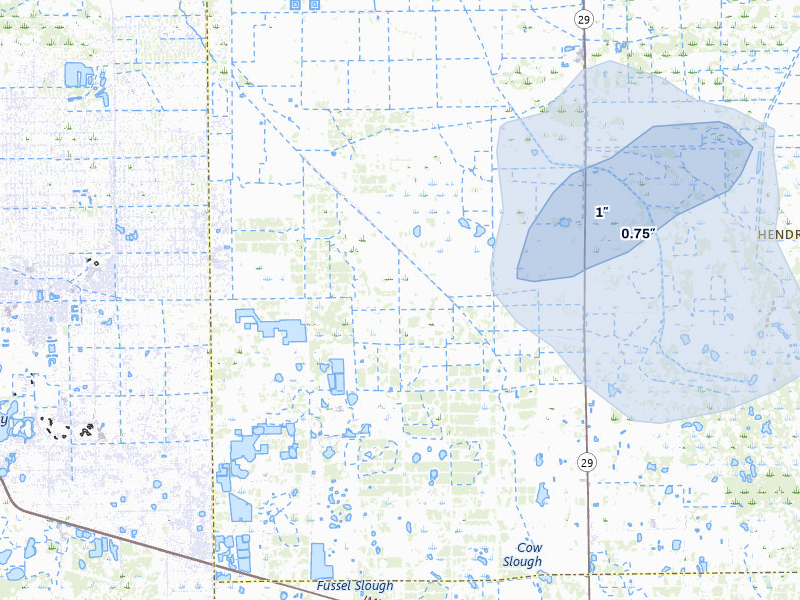 NEXRAD radar-signature map of the hail storm over Lehigh Acres, FL on Jul 10, 2026