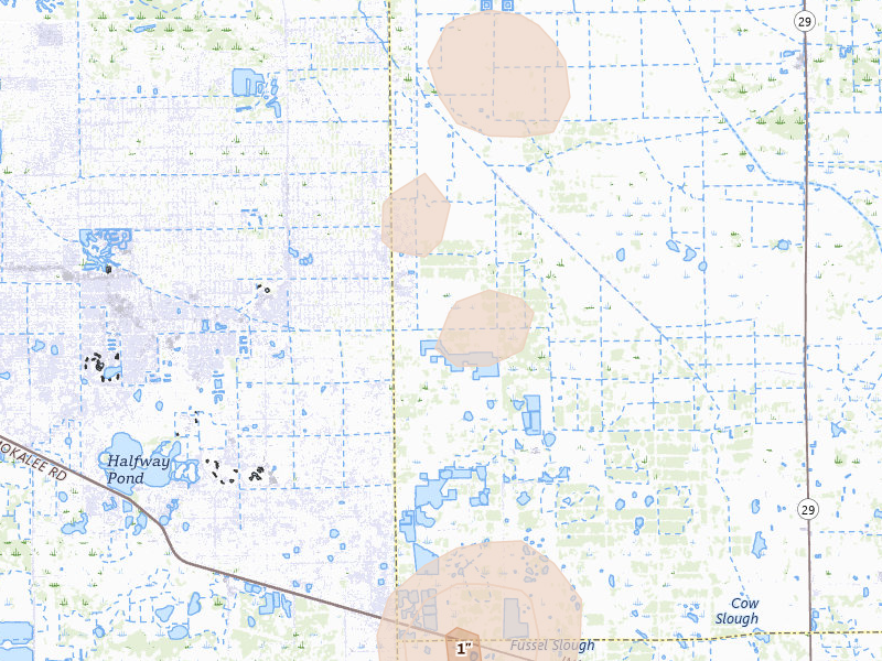 Radar-estimated hail-size map of the storm over Lehigh Acres, FL on Aug 20, 2026