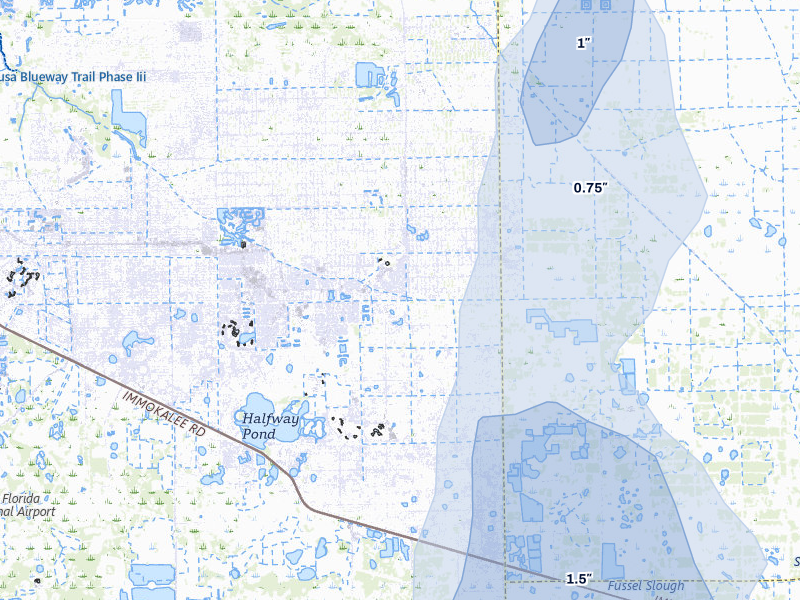 NEXRAD radar-signature map of the hail storm over Lehigh Acres, FL on Aug 20, 2026