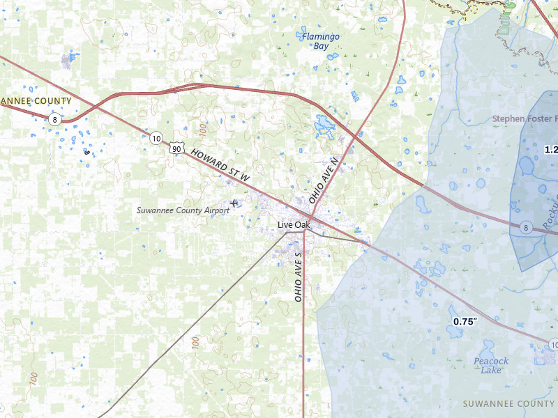 NEXRAD radar-signature map of the hail storm over Live Oak, FL on May 17, 2026