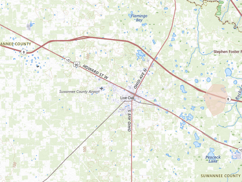 Radar-estimated hail-size map of the storm over Live Oak, FL on Jun 20, 2026