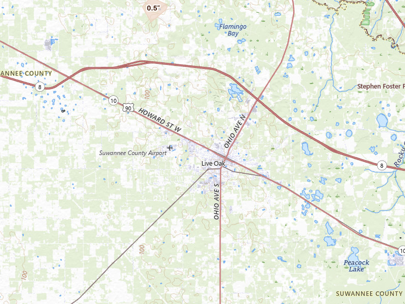Radar-estimated hail-size map of the storm over Live Oak, FL on Jul 5, 2026