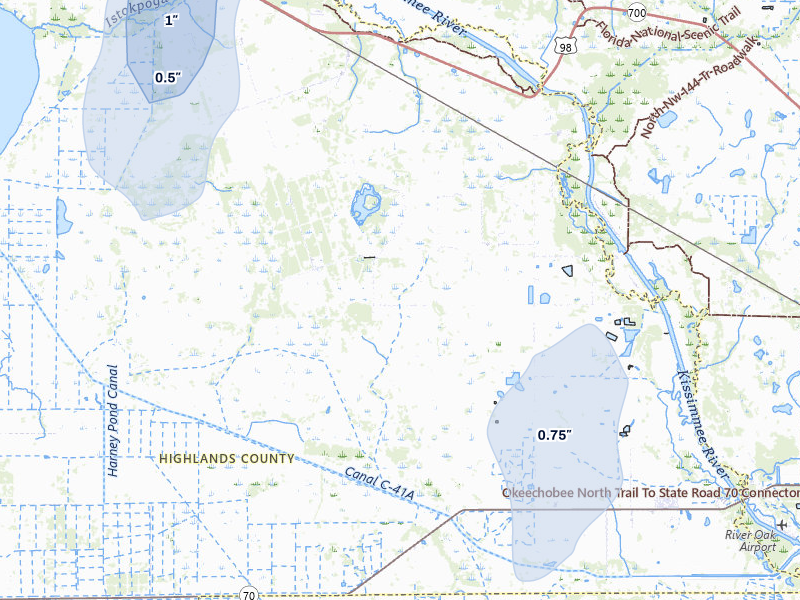 NEXRAD radar-signature map of the hail storm over Lorida, FL on Jul 26, 2026