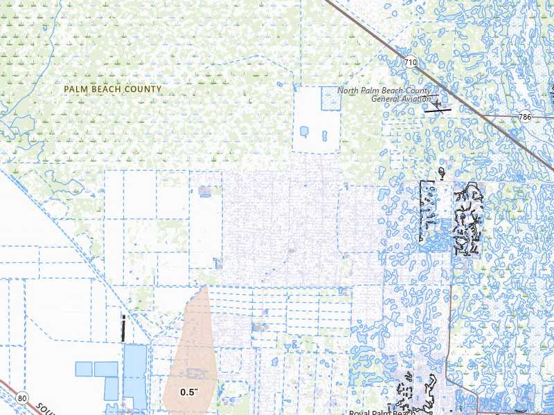 Radar-estimated hail-size map of the storm over Loxahatchee, FL on Jun 22, 2026