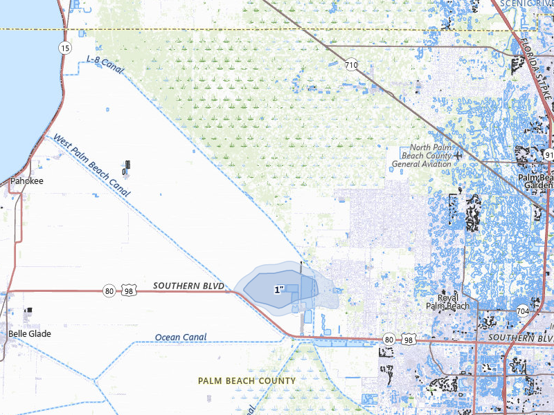 NEXRAD radar-signature map of the hail storm over Loxahatchee, FL on Jun 29, 2026