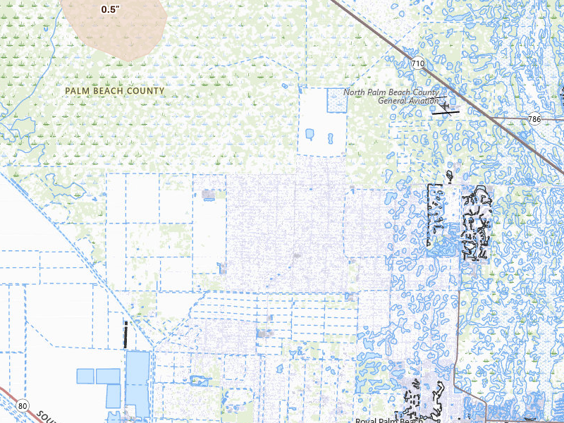 Radar-estimated hail-size map of the storm over Loxahatchee, FL on Jul 26, 2026