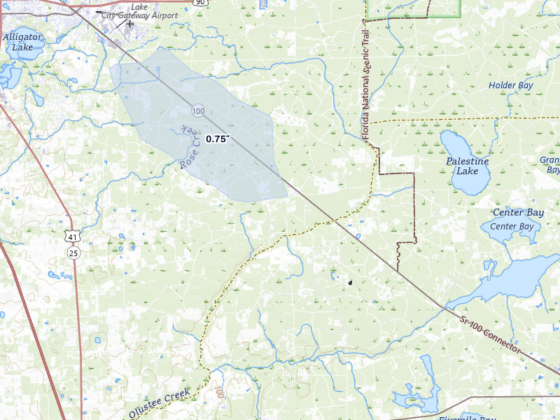 NEXRAD radar-signature map of the hail storm over Lulu, FL on Jul 30, 2026