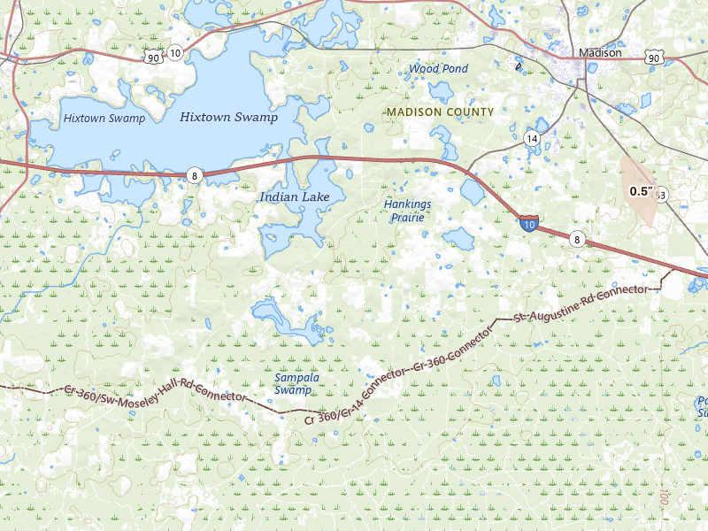 Radar-estimated hail-size map of the storm over Madison, FL on Apr 3, 2026