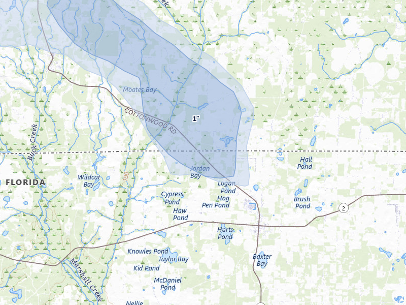 NEXRAD radar-signature map of the hail storm over Malone, FL on Jul 30, 2026