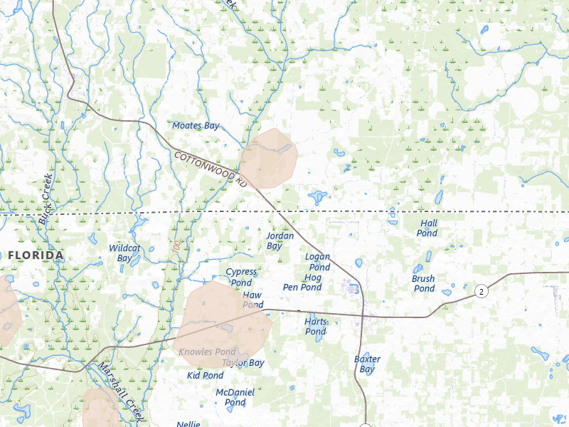 Radar-estimated hail-size map of the storm over Malone, FL on Aug 18, 2026