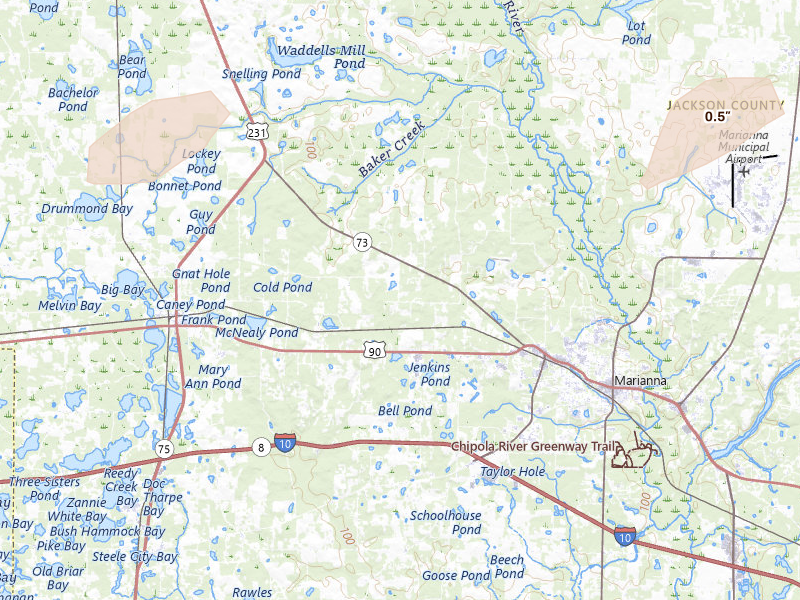 Radar-estimated hail-size map of the storm over Marianna, FL on May 8, 2026