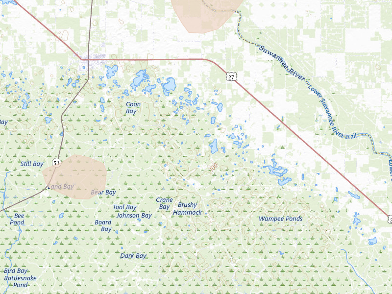 Radar-estimated hail-size map of the storm over Mayo, FL on Jul 30, 2026