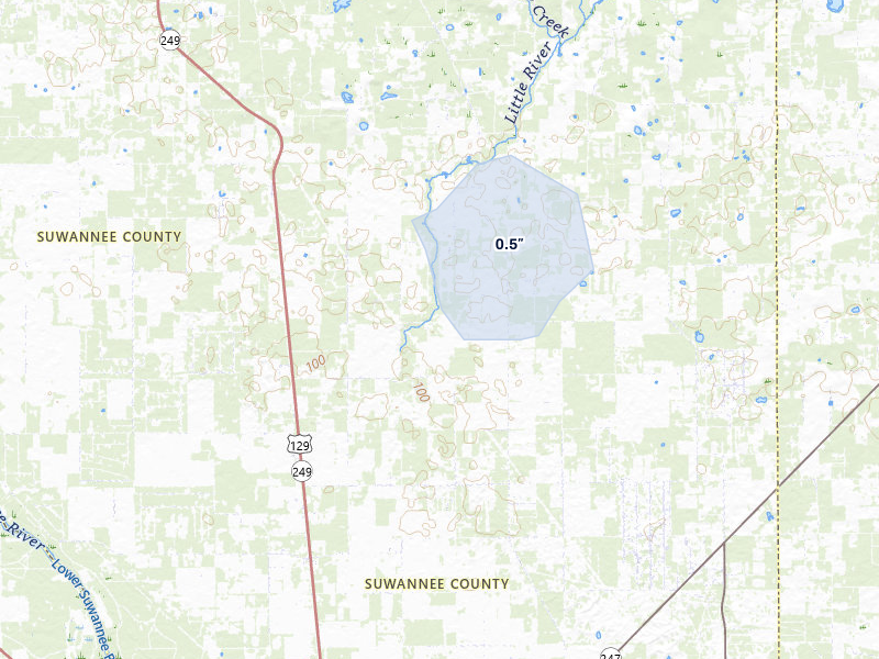 NEXRAD radar-signature map of the hail storm over Mc Alpin, FL on Apr 3, 2026