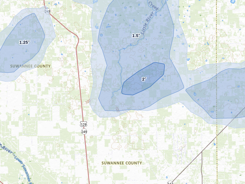 NEXRAD radar-signature map of the hail storm over Mc Alpin, FL on May 17, 2026