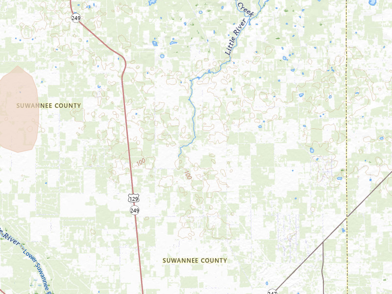 Radar-estimated hail-size map of the storm over Mc Alpin, FL on Jul 30, 2026