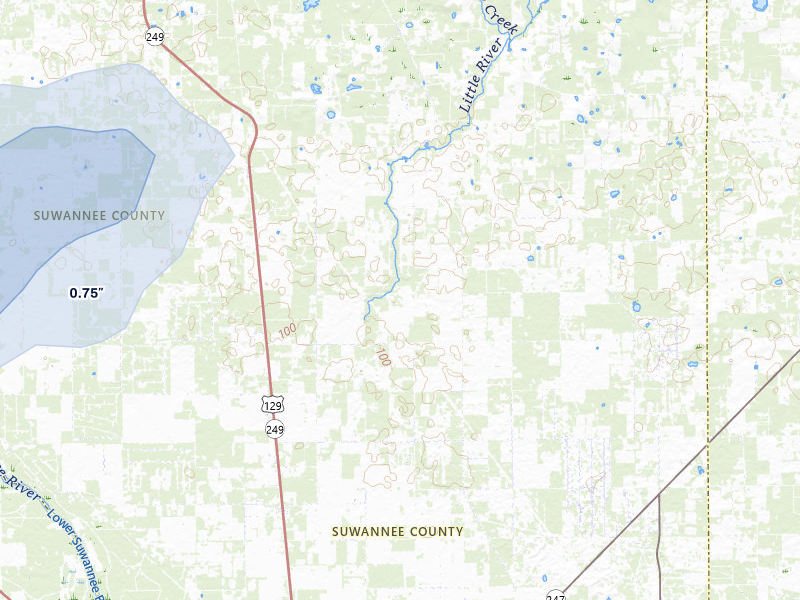 NEXRAD radar-signature map of the hail storm over Mc Alpin, FL on Jul 30, 2026