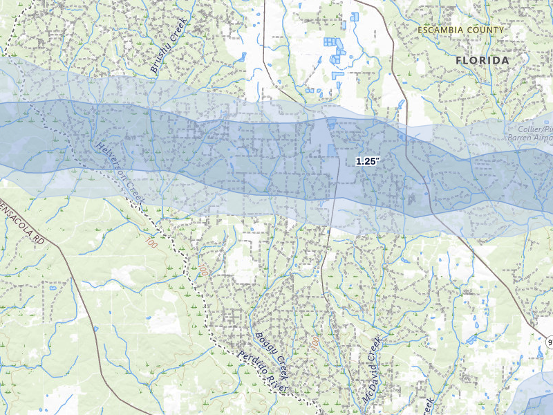 NEXRAD radar-signature map of the hail storm over Mc David, FL on May 7, 2026
