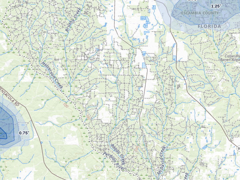 NEXRAD radar-signature map of the hail storm over Mc David, FL on Jun 30, 2026