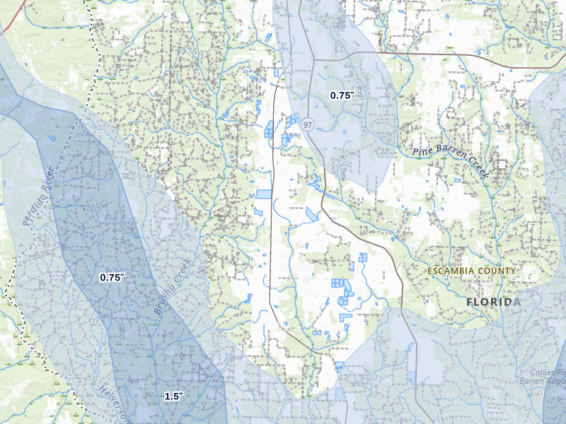 NEXRAD radar-signature map of the hail storm over Mc David, FL on Aug 17, 2026