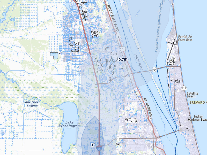 NEXRAD radar-signature map of the hail storm over Melbourne, FL on Mar 15, 2026