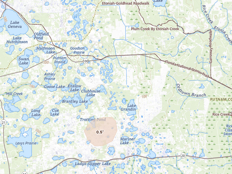 Radar-estimated hail-size map of the storm over Melrose, FL