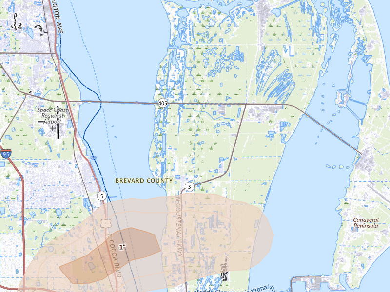 Radar-estimated hail-size map of the storm over Merritt Island, FL