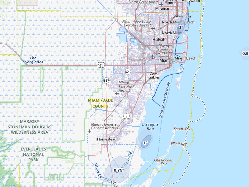 NEXRAD radar-signature map of the hail storm over Miami, FL on May 31, 2026