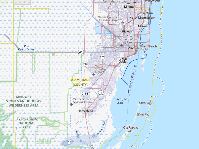 NEXRAD radar-signature map of the hail storm over Miami, FL on Jun 1, 2026