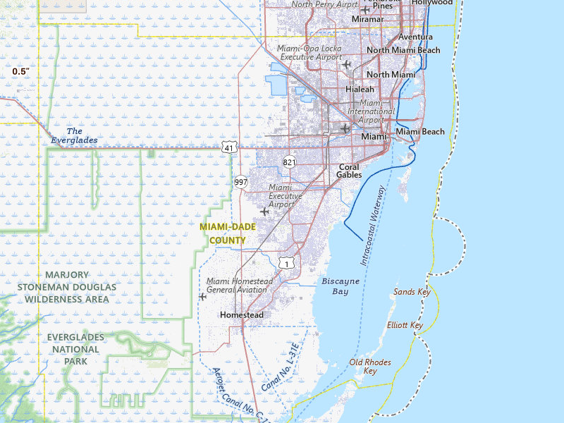 Radar-estimated hail-size map of the storm over Miami, FL on Jul 4, 2026