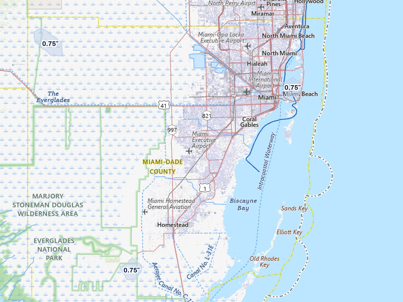 NEXRAD radar-signature map of the hail storm over Miami, FL on Jul 26, 2026